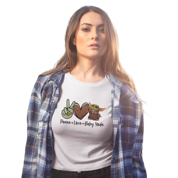 Hanes/Gildan Tops - Peace Love Baby Yoda Tee